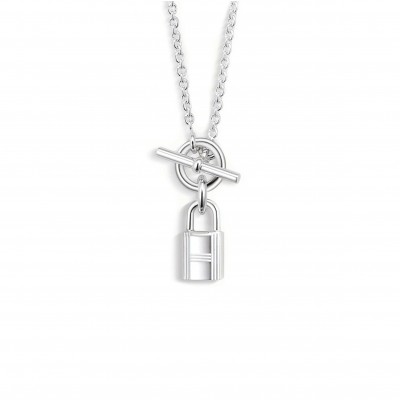 HERMÈS SILVER KELLY CADENAS PENDANT NECKLACE 